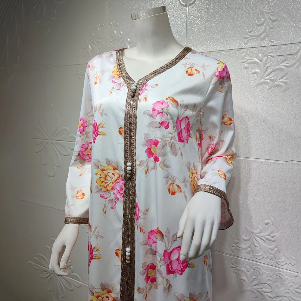 

MD 2021 Muslim Dress Women Abaya Turkey Dubai Kaftan Moroccan Long Sleeve Evening Gowns Girls Abayas Kimono European Clothing