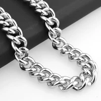 trendy cool stainless steel silver color cuban curb link chain mens womens necklacebracelet unisexs new jewelry 7 40inch