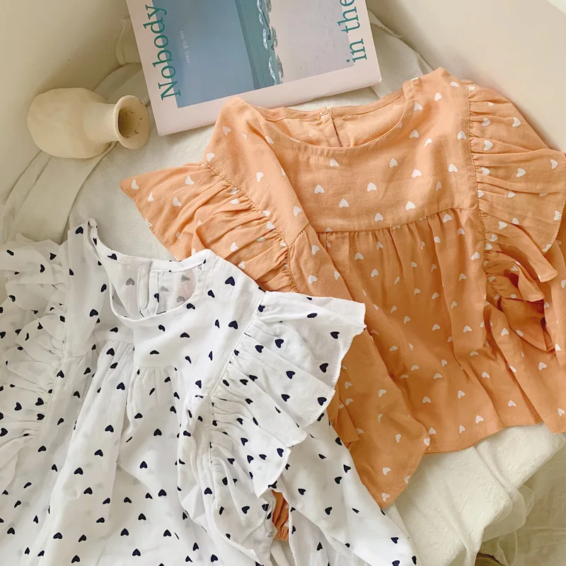 Новинка 2020 весенние хлопковые льняные блузки с принтом любовь для маленьких