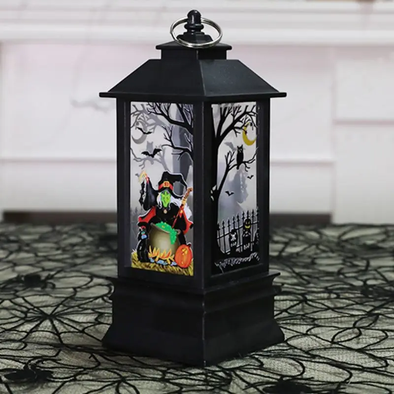 

Halloween Vintage Pumpkin LED Painted Lamp Hanging Wind Light Portable Supplies W0YF