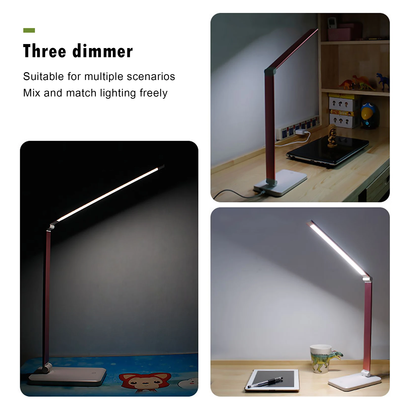 

LED Rechargeable Desk Lamp with Wireless/Wired Charger Touch-Sensitive Control Panel 5-Level Dimmer Eye-Caring Table Book Light