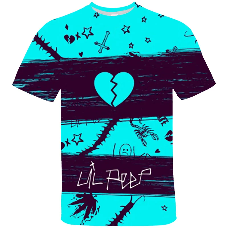Футболка женская оверсайз с 3D принтом Lil Peep Детская рубашка коротким рукавом в