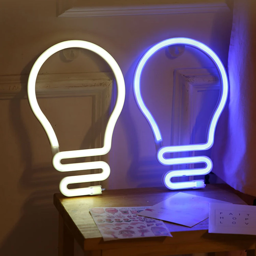 

LED Neon Light Bulb Shape Neon Sign Lights Idea Bulbs Neon Led Lamp Wall Lamps For Aesthetic Room Decor Gifts