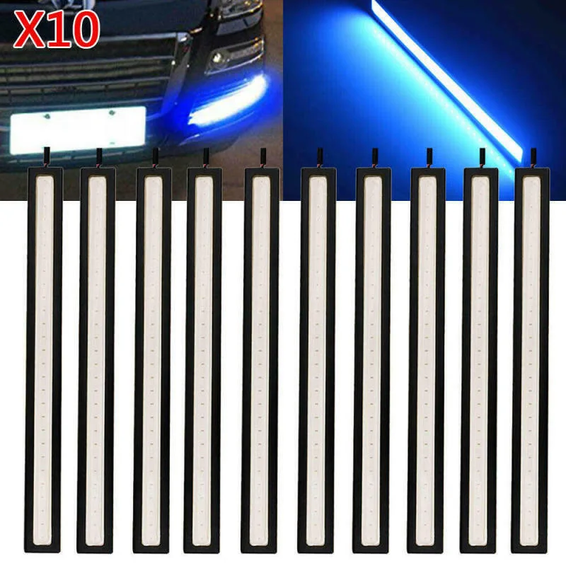 

Day Daytime Running Lights Driving Strip 10pcs Waterproof Aluminum Blue