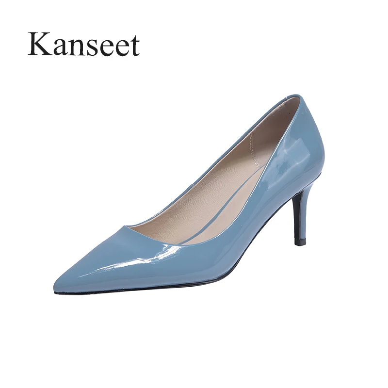 Kanseet 2021 New Arrival Woman's Pumps Spring Autumn Genuine Leather Pointed Toe Concise Handmade Hot Sale 6.5cm High Heel Shoes