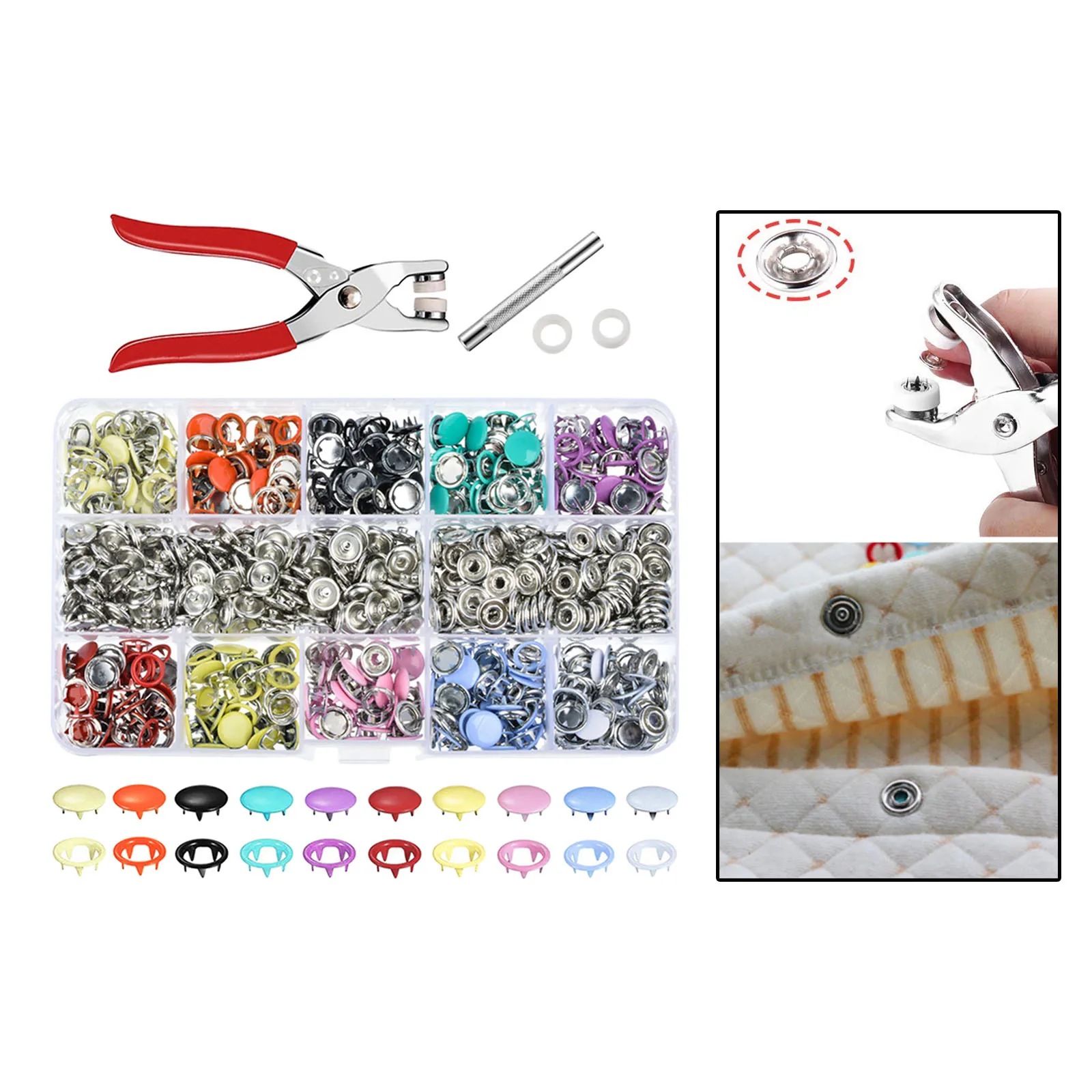 

100Set Grommets Snap Fasteners Kit Metal Kids Bodysuit Bib Crafting Sewing
