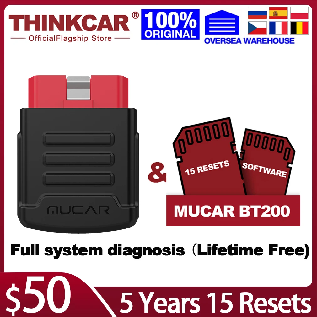 Диагностический сканер для автомобилей THINKCAR MUCAR BT200 диагностический инструмент