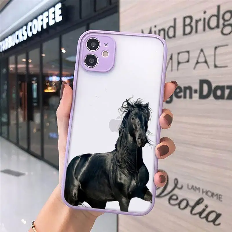 

horse Animal running Phone Case matte transparent For iphone 7 8 11 12 plus mini x xs xr pro max cover