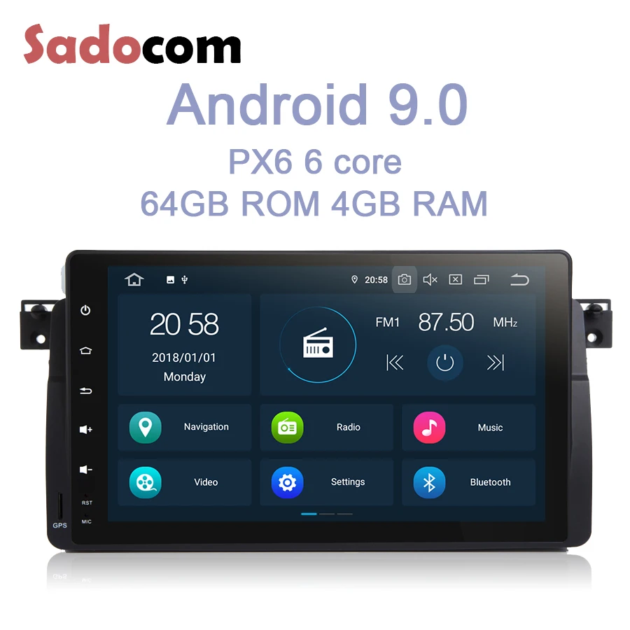 9 'Ƈ din Android 0 PX6 автомобильный DVD радио плеер 6 ядер 4 Гб ram RDS Авторадио WiFi gps карта