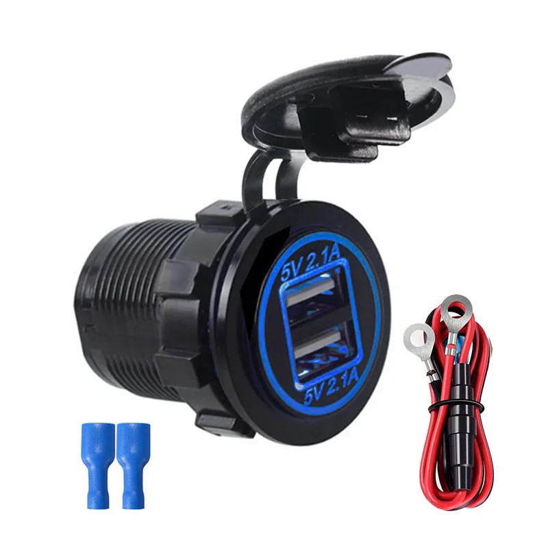 

4.2A Dual USB Charger Socket Power Outlet Adapter 5V Waterproof Dual USB Ports Fast Charge for Smartphone Car Boat Marine D5