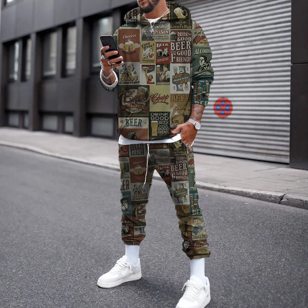 

2022 Explosive Cartoon Characters 3D Pattern Men's Trendy Brand Sports Suit Fashion Printed 3D Sweatshirt Track and Field Suit