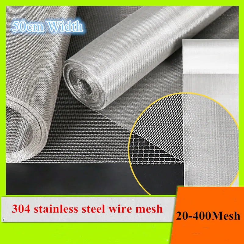 

100x50cm 304 Stainless Steel Mesh Filter Net Metal Front Repair Fix Mesh Filtration Woven Wire Screening Sheet Screening filter