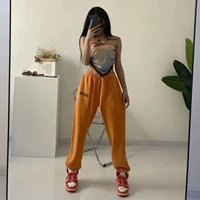 women elastic high waist sweatpants with drawstring design letters and gun printed pattern pants s m l xl