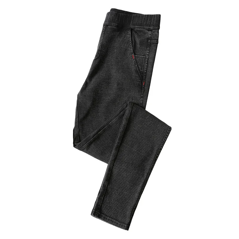 

Women Pencil Pants Sand Washed Stretch Jeans Korean Pocket Red Line Leggings Magic Black Gray Jeggings