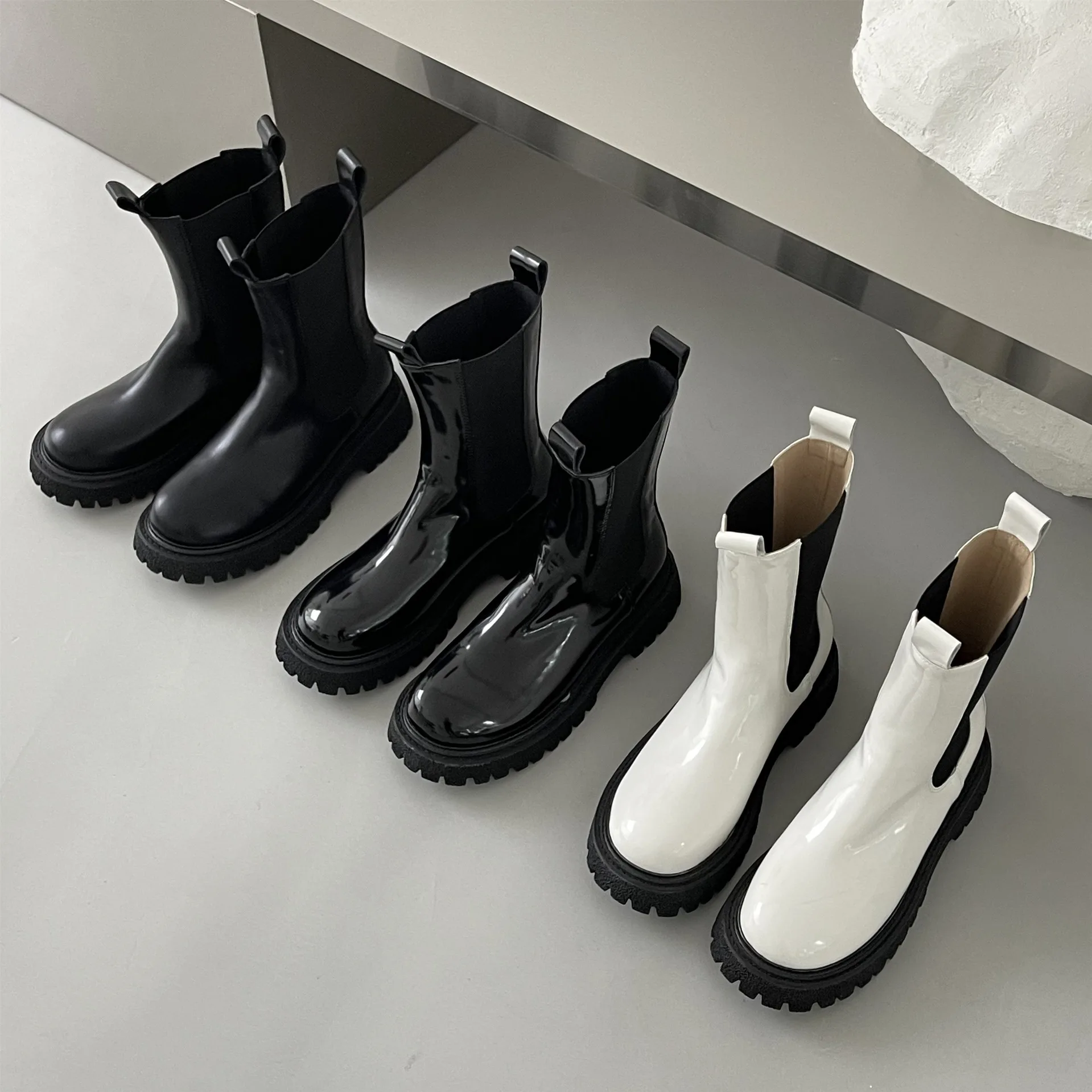 

Shoes Women's Heels Sneakers Platform Thick Sole Slip-On Med Flock Solid Mid-Calf Lace-Up Round Toe Fabric Rome Microfiber Basic