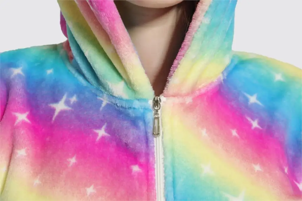 Пижама женская с радужным единорогом для взрослых комбинезон капюшоном в виде