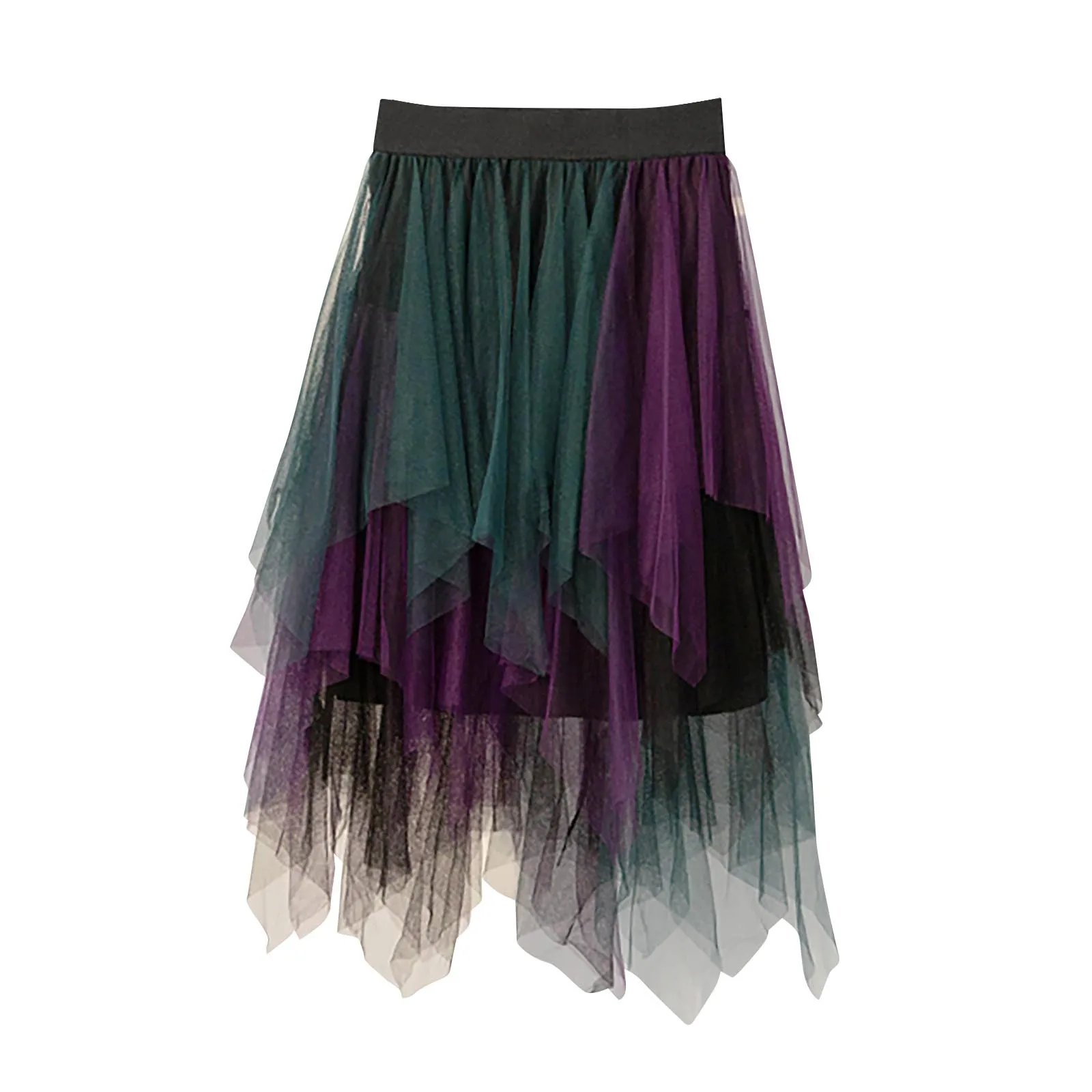 

Women Spring Summer Belt Elastic High Waist Long Mesh Skirt Womens Pleated