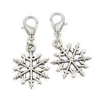 slim hollow snowflake lobster claw clasp charm beads 15 5x33 5mm 22pcs zinc alloy jewelry diy c790