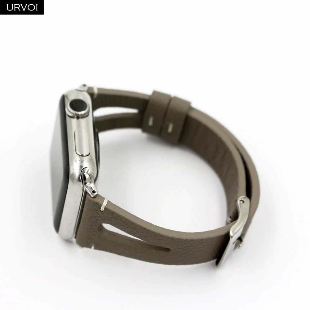 Кожаный ремешок URVOI для apple watch серии 4 3 2 1 ремешок для iwatch 40 мм 44 мм модель дизайн т отверстие кожа девушки запястье