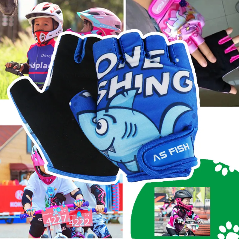 

XS Balance wearable Half Sport boys Gloves girls for Bike Finger Cycling Gloves Kids Cartoon Children bicycle Outdoor S Bike Cyc