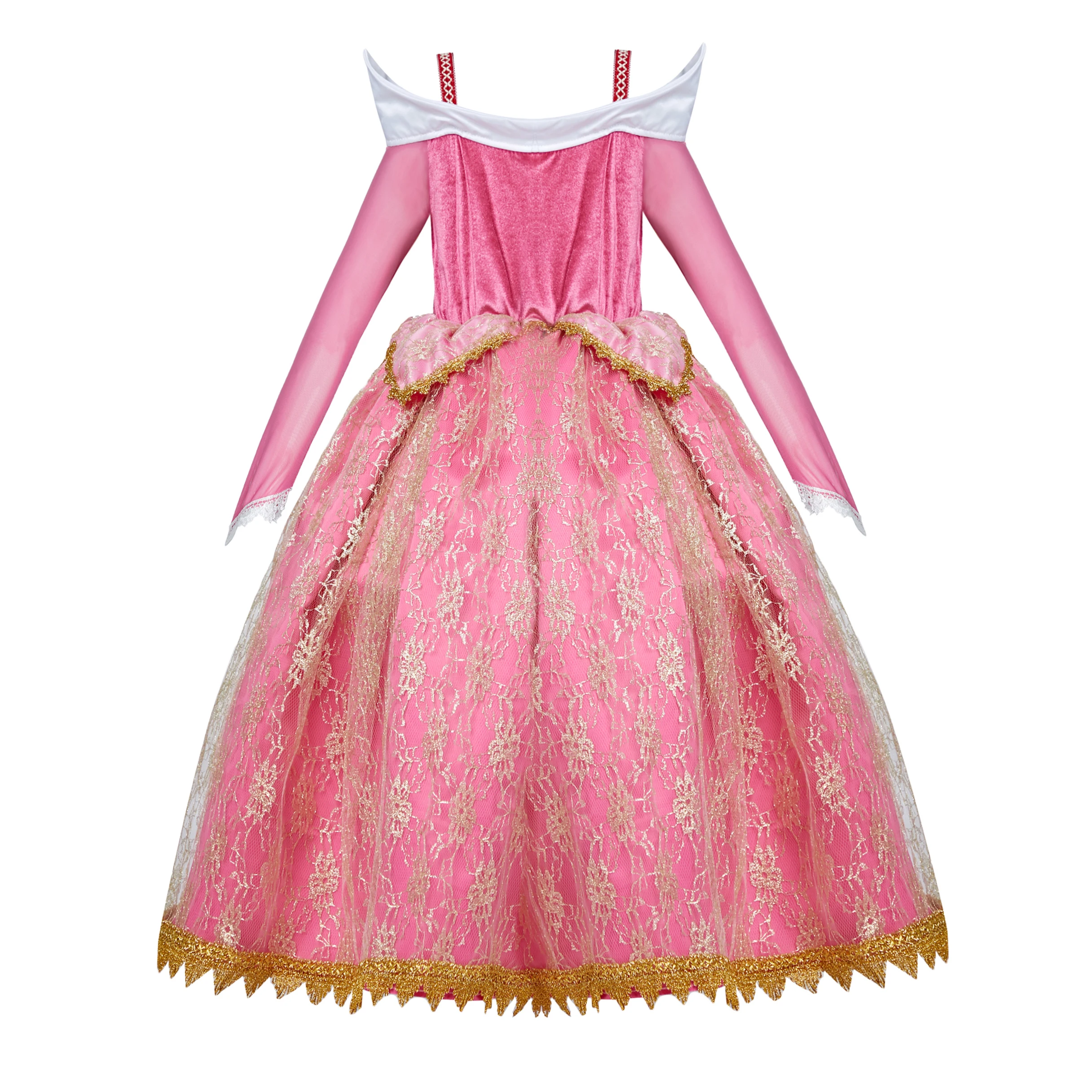 Рождественское платье для девочек на Хэллоуин Аврора розовое кружевное