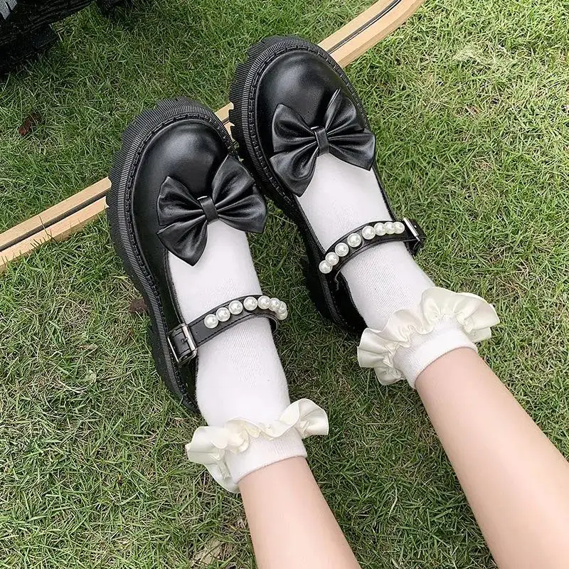 

Lolita Mary Jane Shoes Women Japanese JK Uniform Vintage Shoes Spring Autumn Pearl Platform Small Leather Shoes Chaussure Femme