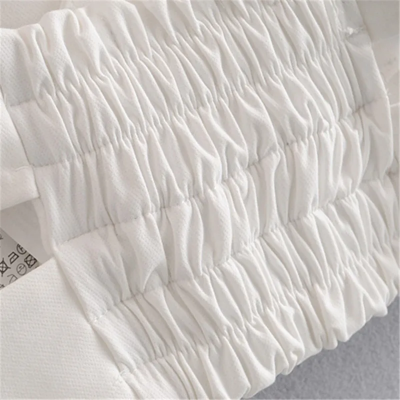 

White Color Camis Streetwear Women Summer Ruched Pleated Short Tank Tops Cool Girls Sexy Slim Crop Top Tees