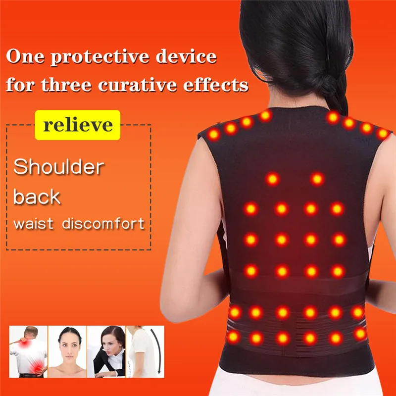 

40 pcs Magnetic Tourmaline Belt Back Neck Lumbar Shoulder Self-heating Therapy Posture Correcter Brace Health Care Pain Relief