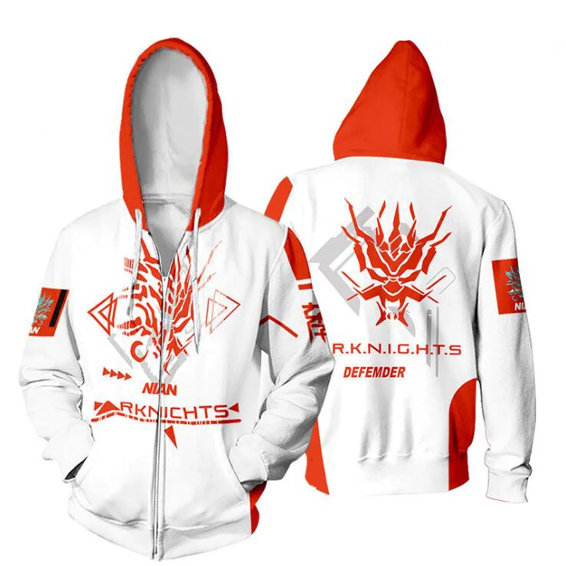 

Winter Mens Jackets and Coats Hot Game Arknights 3D Hoodie Fleece Zipper Hooded Sweatshirt Outerwear Anime Cosplay Costume