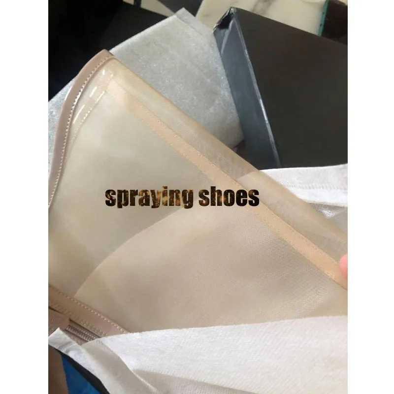Fashion Neon Sandals Women Mesh Thigh High Boots Transparent Chunky High Heels Summer Sandals Long Boots Green/Orange/White/Gray