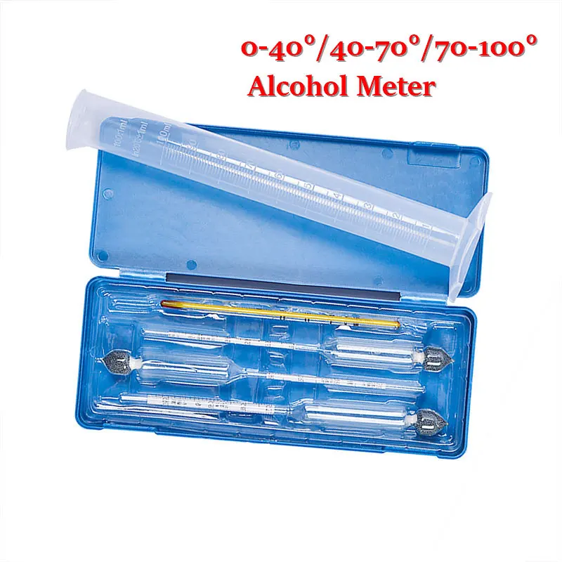 

5pcs/set Alcohol Meter Wine Concentration Meter Alcohol Instrument Hydrometer Tester With Measuring Cylinder Thermometer 0-100%