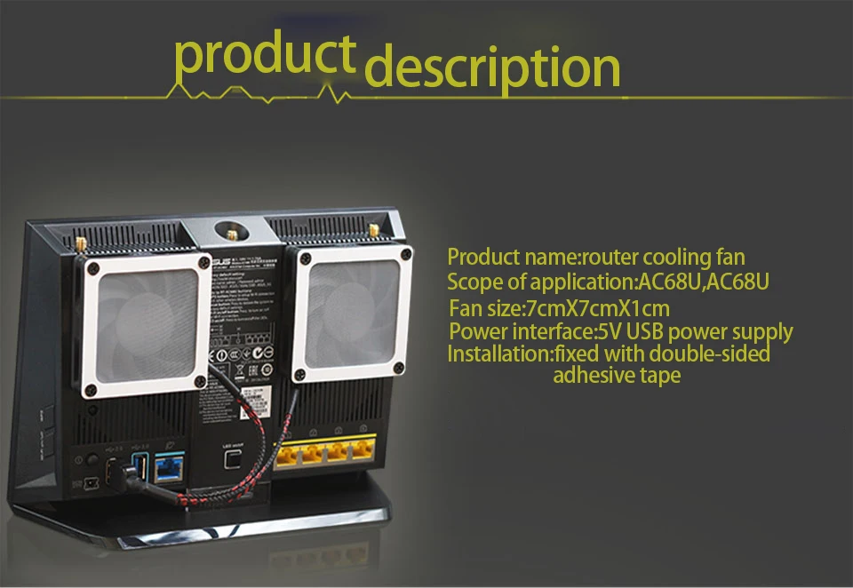 AC68U, AC86U, EX6200, Tenda AC15 AC1900P маршрутизатор, 7 см вентилятор тепловыделения, Пыленепроницаемая сетчатая крышка, регулятор скорости