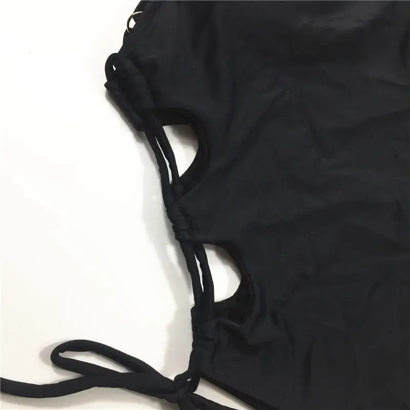 

Sexy One Piece High Fork Black Strap Swimsuit Women V Neck Backless Bodysuit Bathing Suit Monokini Female Swimwear 2021 Bikini