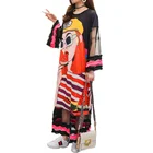 Женское длинное платье в стиле хип-хоп, летнее платье-макси большого размера из двух предметов с многослойными расклешенными рукавами, лоскутное прозрачное Сетчатое платье с мультяшным принтом