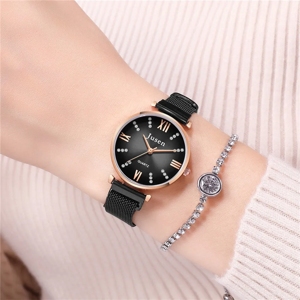 

2020 New Watch Magnetic Buckle Romantic Mesh Watch Stainless Steel Belt wrist watch Roman numerals Luxury Brand watch