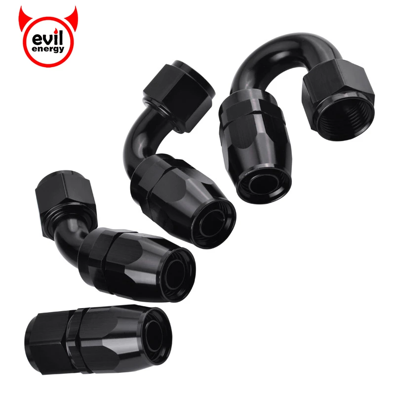 

evil energy AN10 Oil Fuel Swivel Hose End Aluminum Alloy Fitting Oil Hose End Adaptor Straight 45 90 180 Degree Black Car Parts