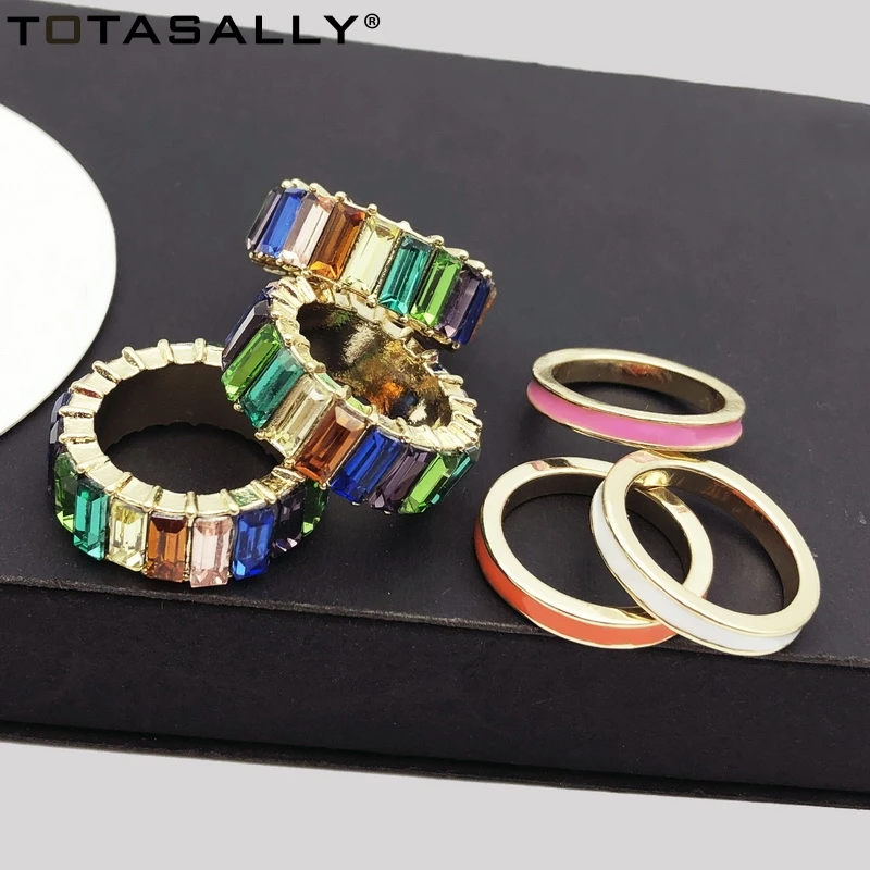 

TOTASALLY Fashion Designed Luxury Finger Ring for Women Imitation Colorful Crystal Rings Jewelry anillos de mujeres for party