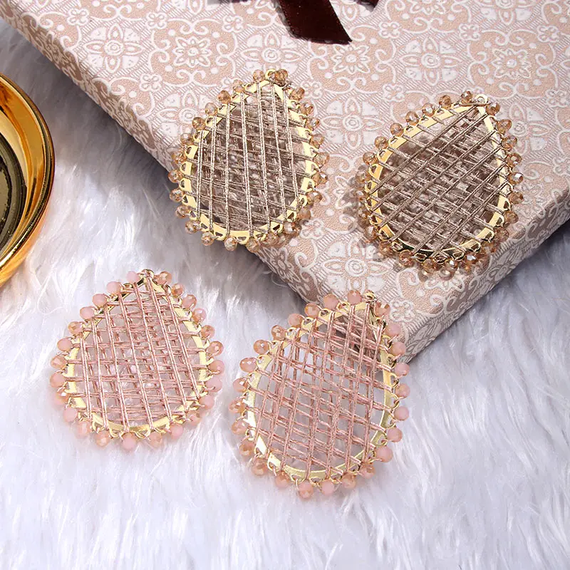 Flatfoosie новинка ручная работа сетчатые серьги в форме капли воды для женщин