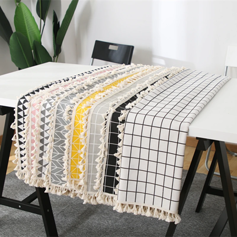 Скатерть для скандинавского Рождества желтая клетчатая полосатая скатерть из
