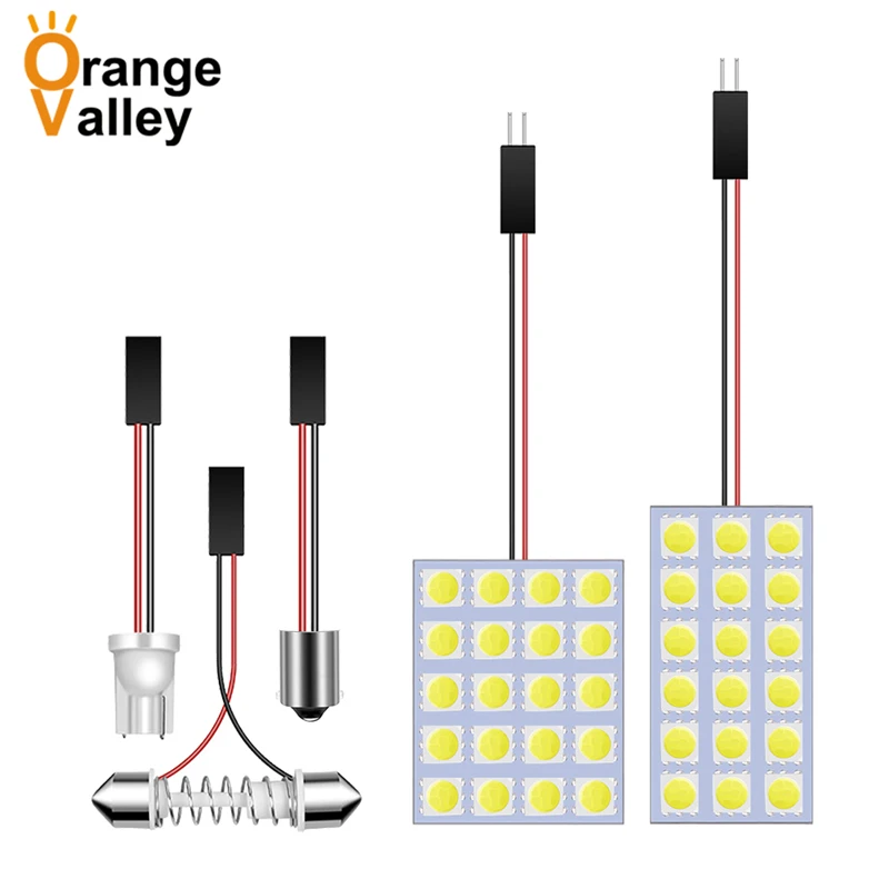 

100 шт. T10 BA9S купольная гирлянда 18 20 светодиодов 5050 SMD Автомобильные внутренние лампы для чтения дверей панель лампа 2 адаптера