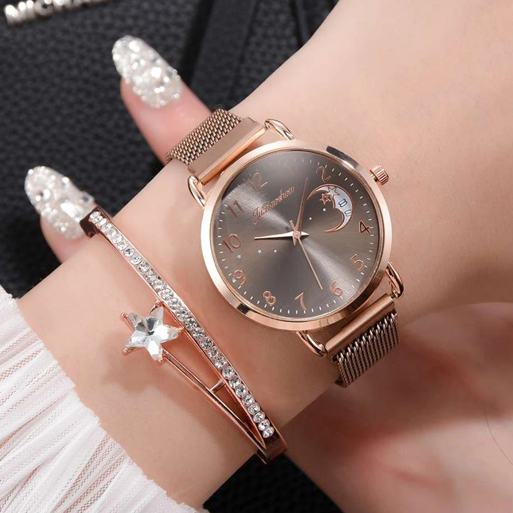 

Luxury Watch For Women Rose Gold Mesh Strap Women's Fashion Watches Simple Numbers Dial Luxury Quartz Clock Wristwatches reloj