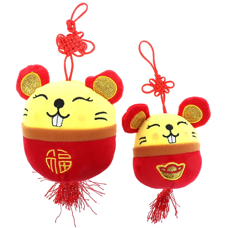 2020 год талисман крысы плюшевая игрушка красный китайский узел подвеска мышь