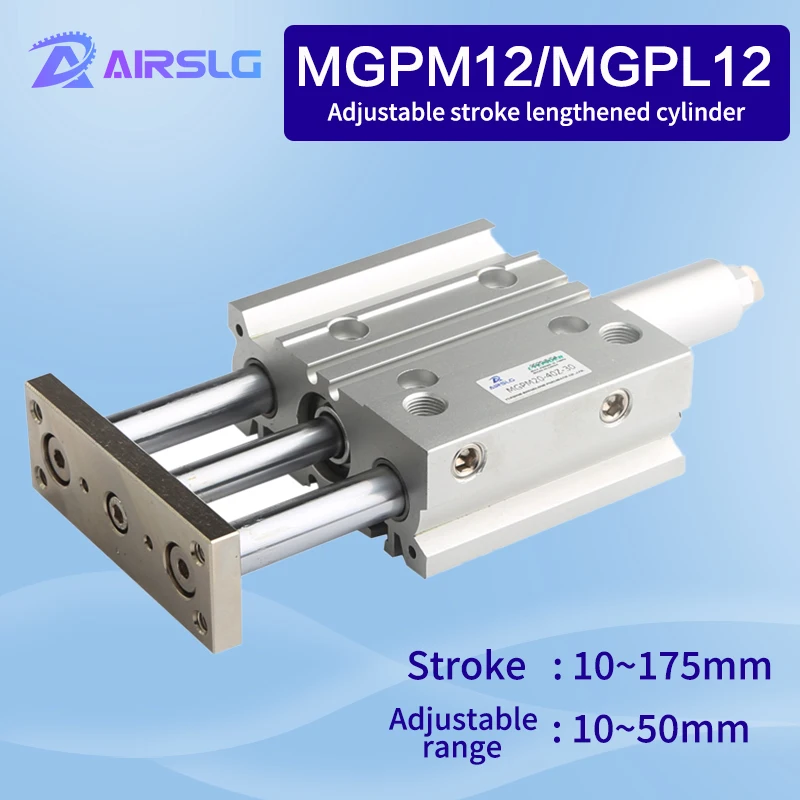 

MGPL MGPM12 MGPL12 -20Z~175Z StrokThree-axisthin Rod Cylinder Compact guide Stable pneumatic Adjustable stroke cylinder-10~50