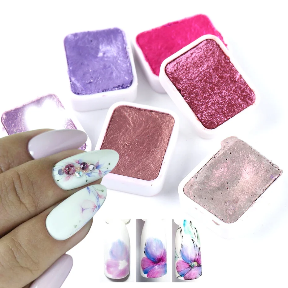 6/12 шт пигмент для ногтей набор краска ing цветы Акварельная очаровательное