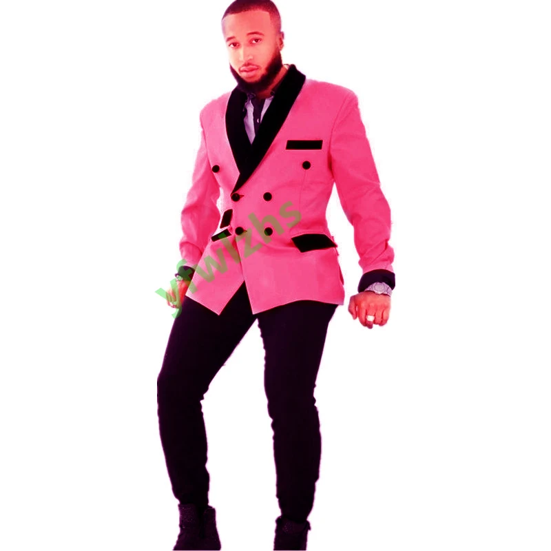 

Handsome Double-Breasted Groomsmen Shawl Lapel Groom Tuxedos Men Suits Wedding/Prom/Dinner Best Blazer(Jacket+Pants+Tie) 315