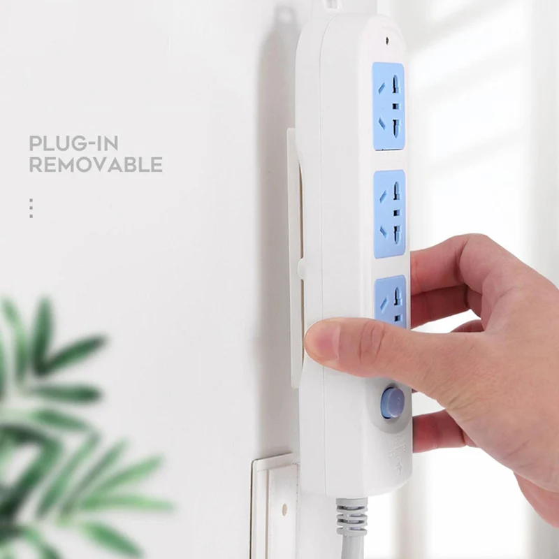 

1PCS ABS Socket Plug Holder Sticker Power Strip Wall Fixer Self-adhesive Portable Traceless Row Plug-in Wall Mounted Type