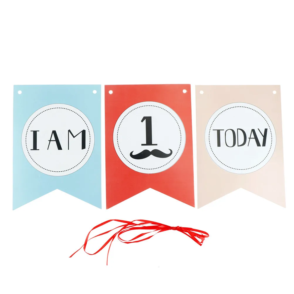 Мальчик девочка и корона первый день рождения картон Синий Розовый Высокий стул