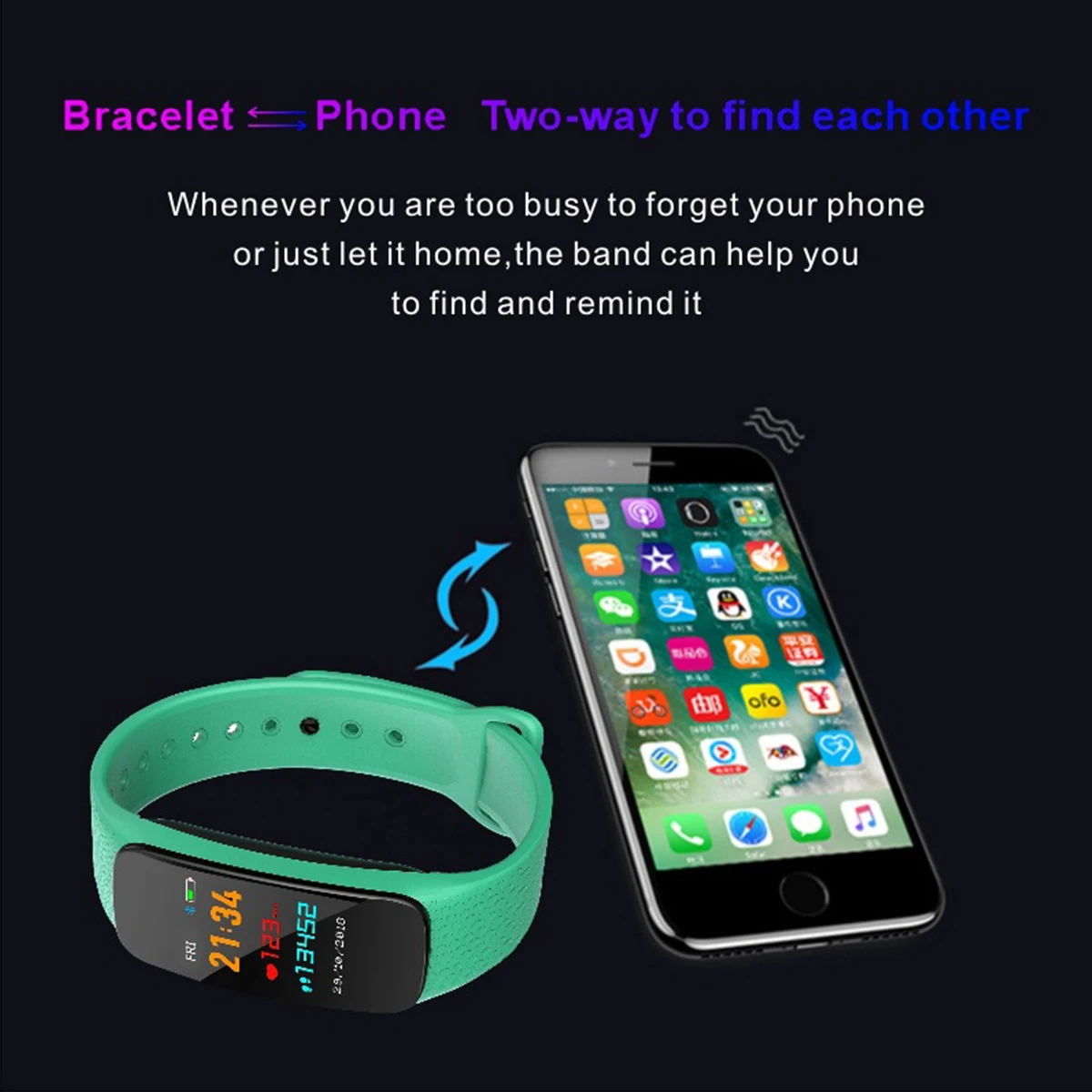 

Fitness Tracker 0.96" Colorful Screen Sports Smart Bracelet with Heart Rate Blood Pressure Sleep Monitor Calorie Counter
