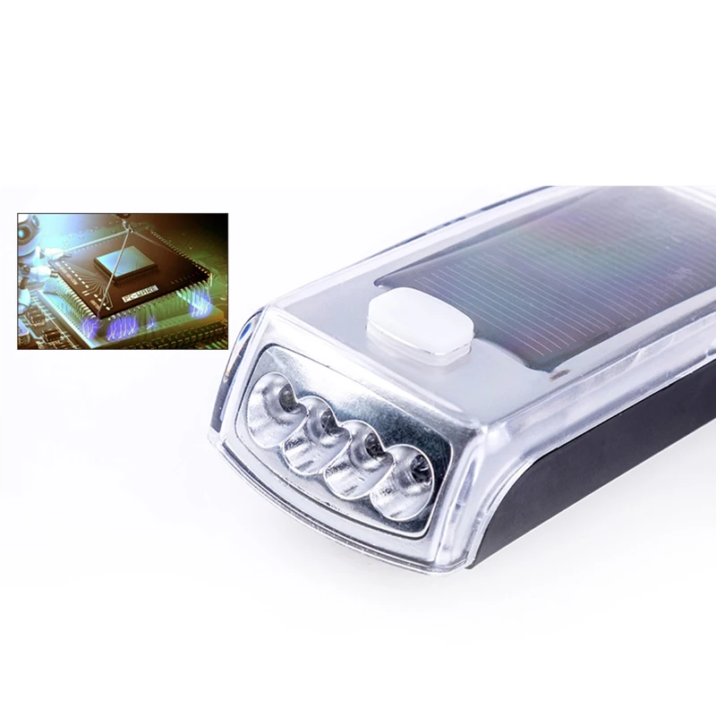 Фонарь велосипедный на солнечной батарее 4 светодиодный зарядка от USB | Спорт и