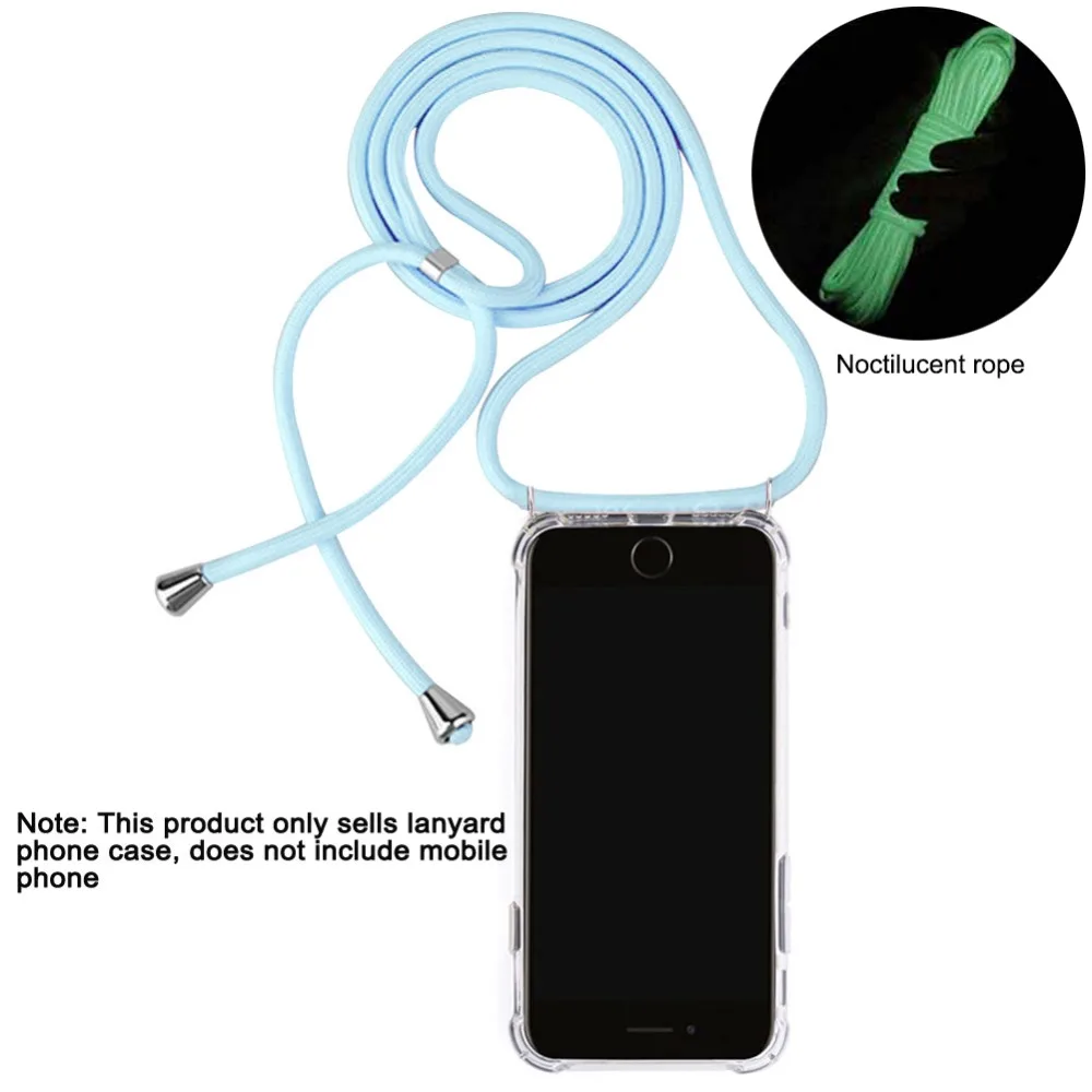 Светящийся защитный чехол для телефона для IPHONE 11 Pro XR XS MAX X 6 7 Plus 8 Plus 5 5S SE Кроссбоди чехол с веревкой